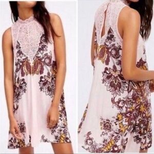 FREE PEOPLE | INTIMATELY Marsha Light Pink Lace & Floral Print Dress Women’s S